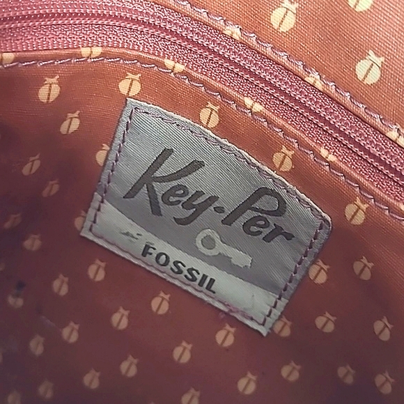 Fossil Key Per Crossbody Bag Purse Coated Canvas Floral Flower Adjustable Strap - Picture 10 of 17